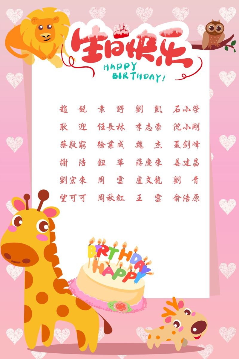 【生日祝福】恭祝08月生日的员工生日快乐！